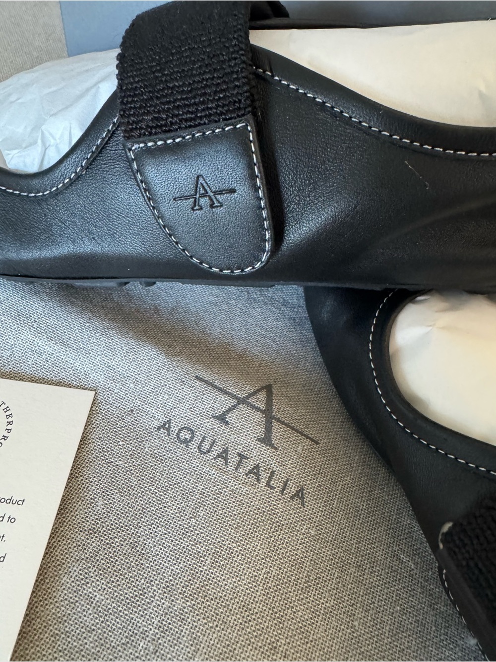 Aquatalia Black Italian Leather Quero Mary Jane Flats Sz 8 - Picture 3 of 14